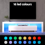 Artiss TV Cabinet Entertainment Unit Stand RGB LED Gloss Furniture 200cm White - Furniture > Living Room > TV Units