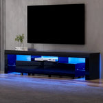 Artiss TV Cabinet Entertainment Unit Stand RGB LED Gloss Furniture 200cm Black - Furniture > Living Room > TV Units