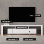 Artiss TV Cabinet Entertainment Unit Stand RGB LED Gloss Furniture 200cm White - Furniture > Living Room > TV Units