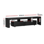 Artiss TV Cabinet Entertainment Unit Stand RGB LED Gloss Furniture 200cm Black - Furniture > Living Room > TV Units