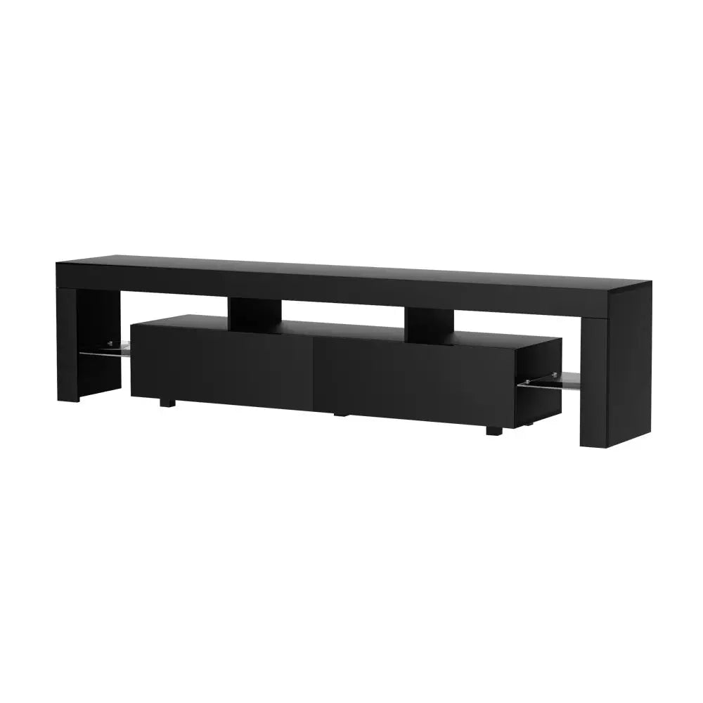 Artiss TV Cabinet Entertainment Unit Stand RGB LED Gloss Furniture 200cm Black - Furniture > Living Room > TV Units