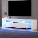 Artiss TV Cabinet Entertainment Unit Stand RGB LED Gloss Furniture 200cm White - Furniture > Living Room > TV Units