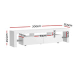 Artiss TV Cabinet Entertainment Unit Stand RGB LED Gloss Furniture 200cm White - Furniture > Living Room > TV Units