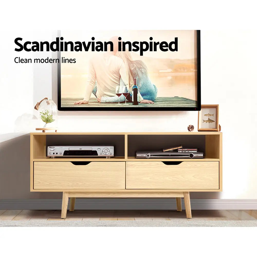 Artiss TV Entertainment Unit 120cm Pine Ford - Furniture > Living Room