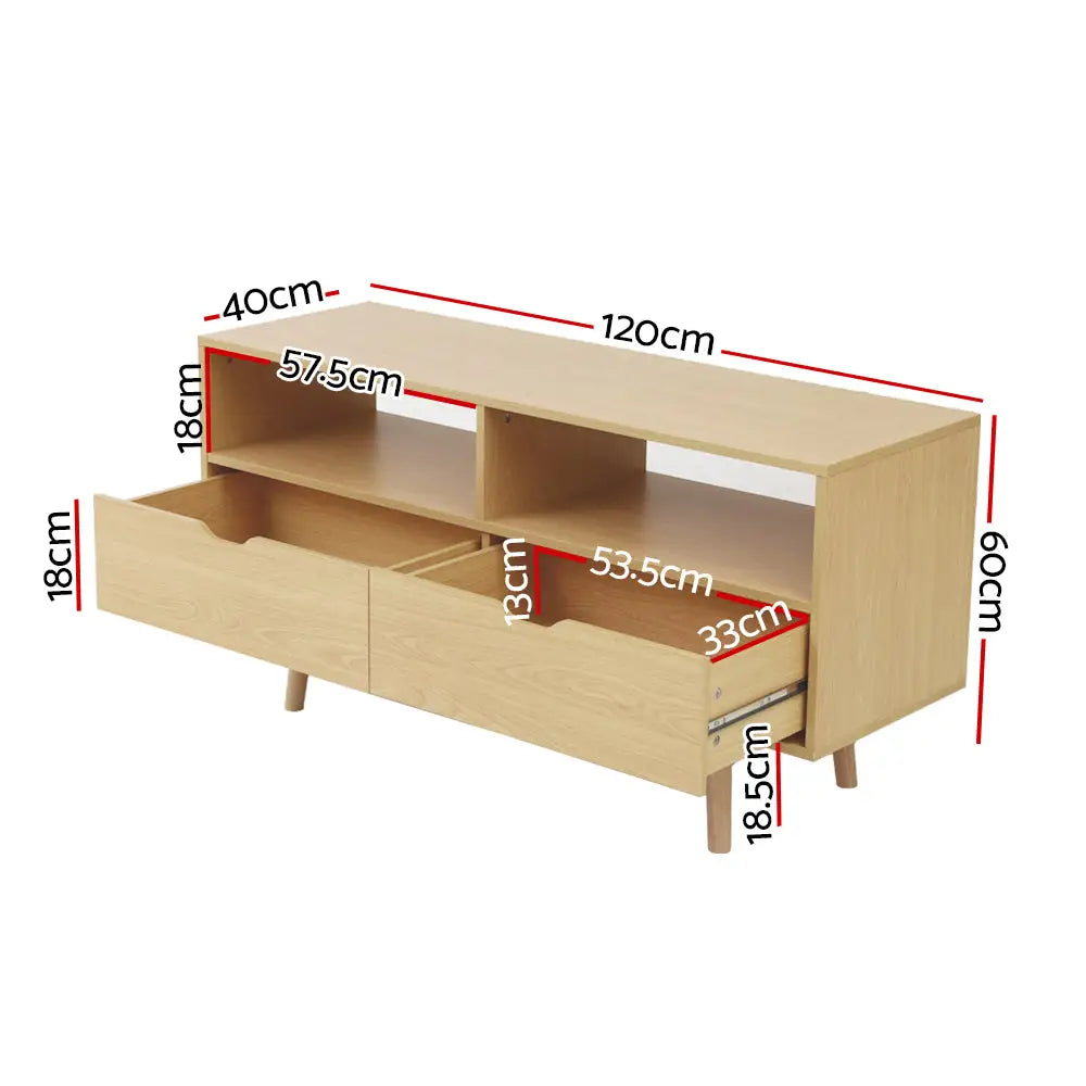 Artiss TV Entertainment Unit 120cm Pine Ford - Furniture > Living Room