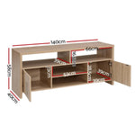 Artiss TV Entertainment Unit 140cm Oak Ken - Furniture > Living Room