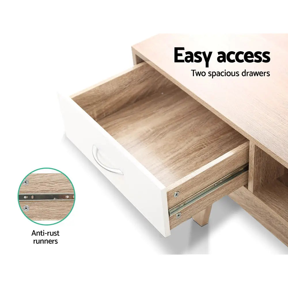 Artiss TV Entertainment Unit 180cm Oak White Gary - Furniture > Living Room