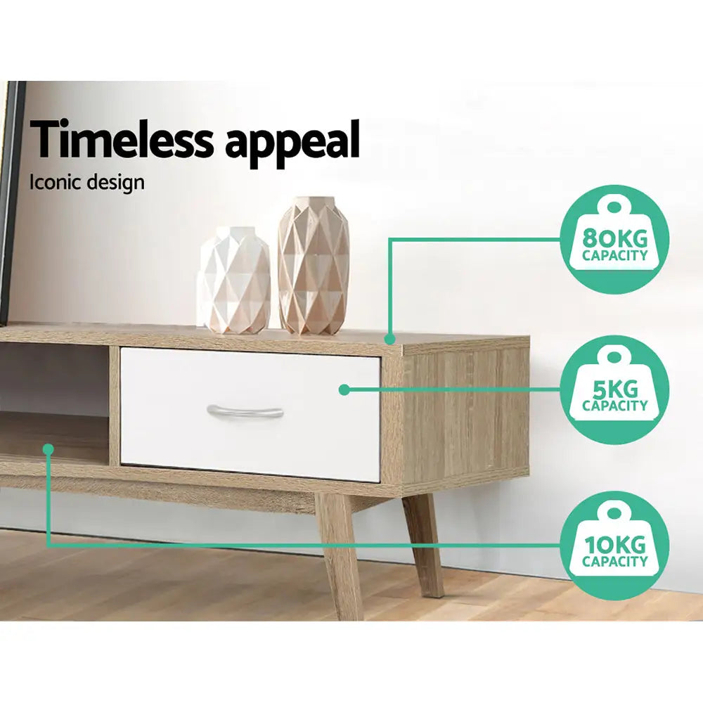 Artiss TV Entertainment Unit 180cm Oak White Gary - Furniture > Living Room