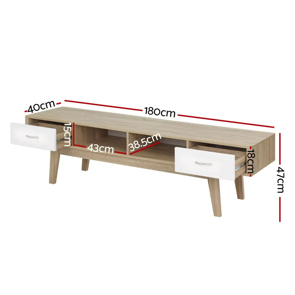 Artiss TV Entertainment Unit 180cm Oak White Gary - Furniture > Living Room