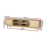 Artiss TV Entertainment Unit 180cm Rattan Cole - Furniture > Living Room