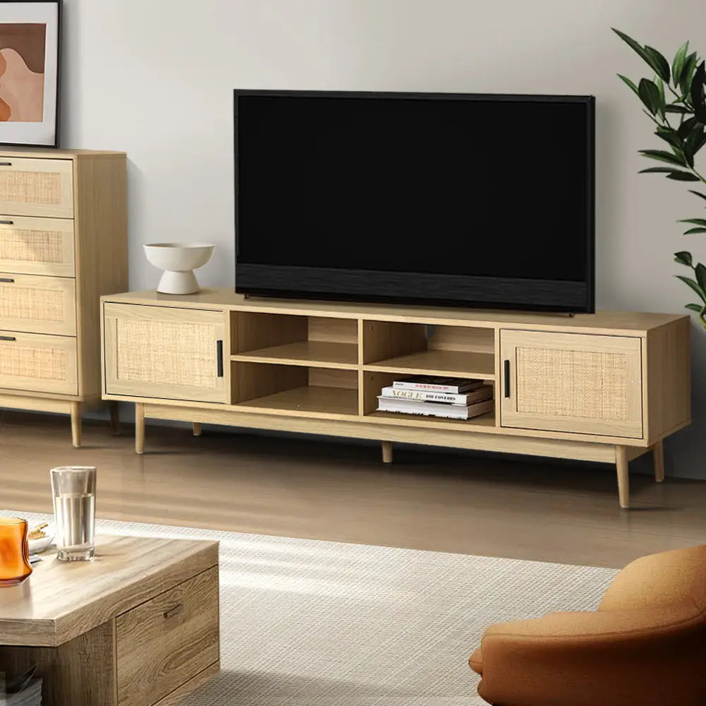Artiss TV Entertainment Unit 180cm Rattan Cole - Furniture > Living Room