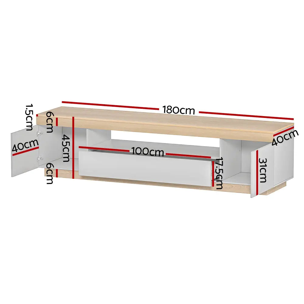 Artiss TV Entertainment Unit Stand 180CM White Wood - Furniture > Living Room