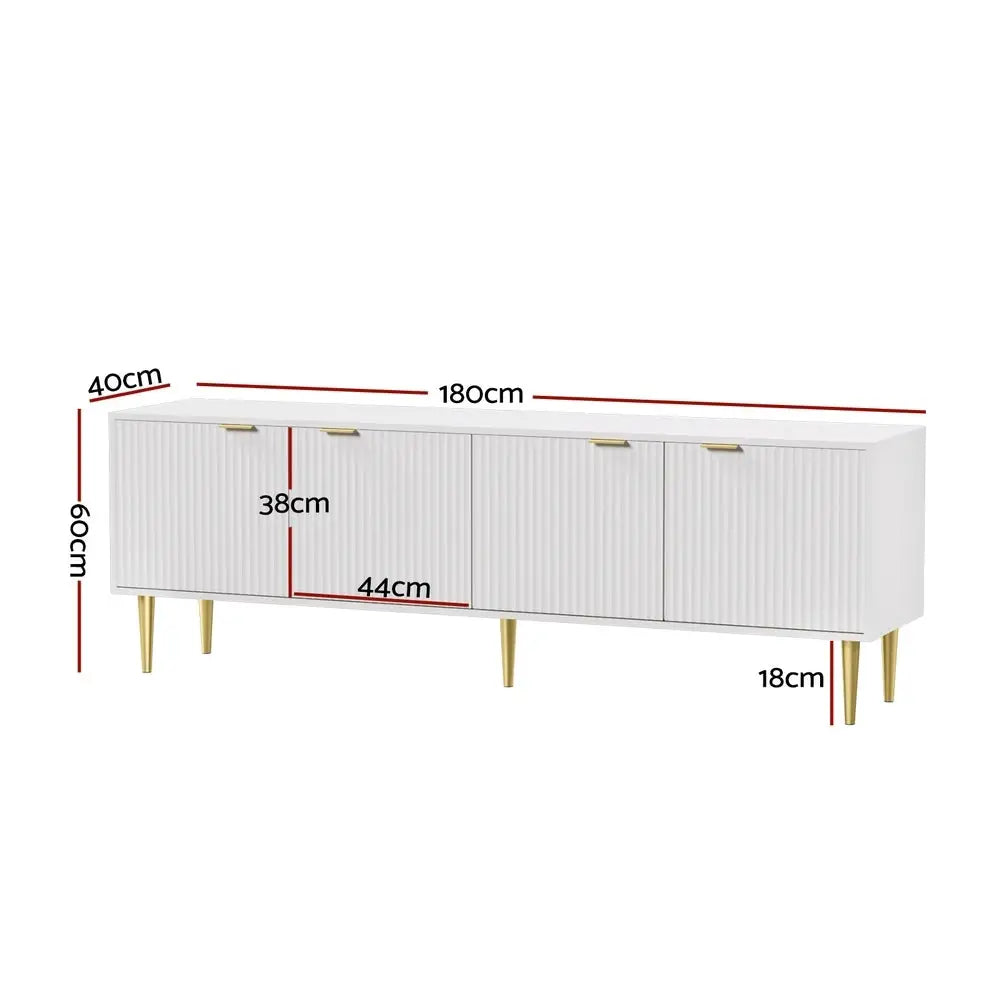 Artiss TV Entertainment Unit Stand Storage 180CM White - Furniture > Living Room
