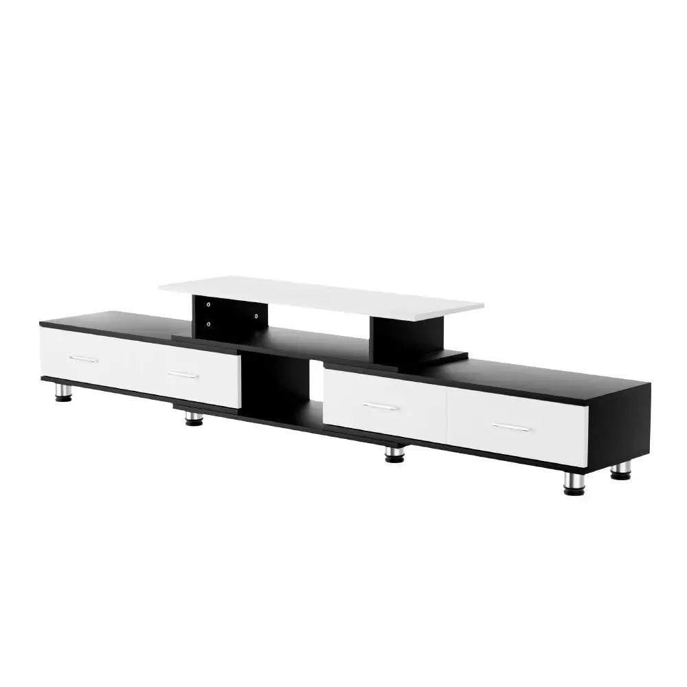 Artiss TV Entertainment Unit Stand Wooden 160CM To 220CM Storage Drawers Black White - Furniture > Living Room