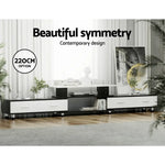 Artiss TV Entertainment Unit Stand Wooden 160CM To 220CM Storage Drawers Black White - Furniture > Living Room