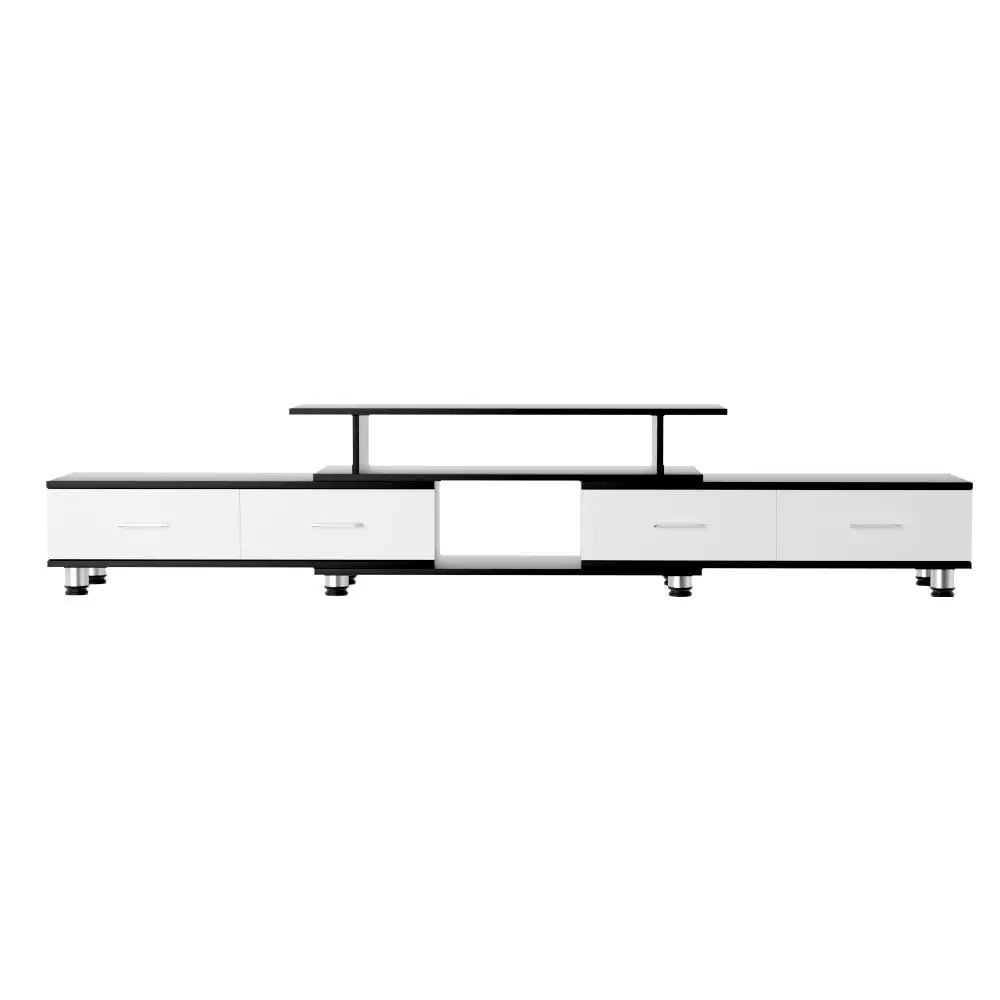 Artiss TV Entertainment Unit Stand Wooden 160CM To 220CM Storage Drawers Black White - Furniture > Living Room
