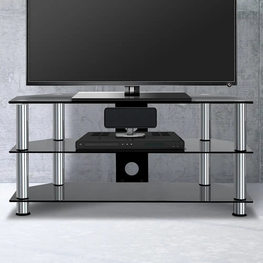 Artiss TV Stand 3 Tiers Storage Shelf Rack Tempered Glass Entertainment Unit - Furniture > Living Room