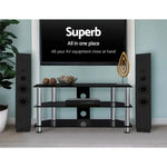 Artiss TV Stand 3 Tiers Storage Shelf Rack Tempered Glass Entertainment Unit - Furniture > Living Room