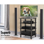 Artiss TV Stand 4 Tiers Storage Shelf Rack Tempered Glass Entertainment Unit - Audio & Video > TV Accessories
