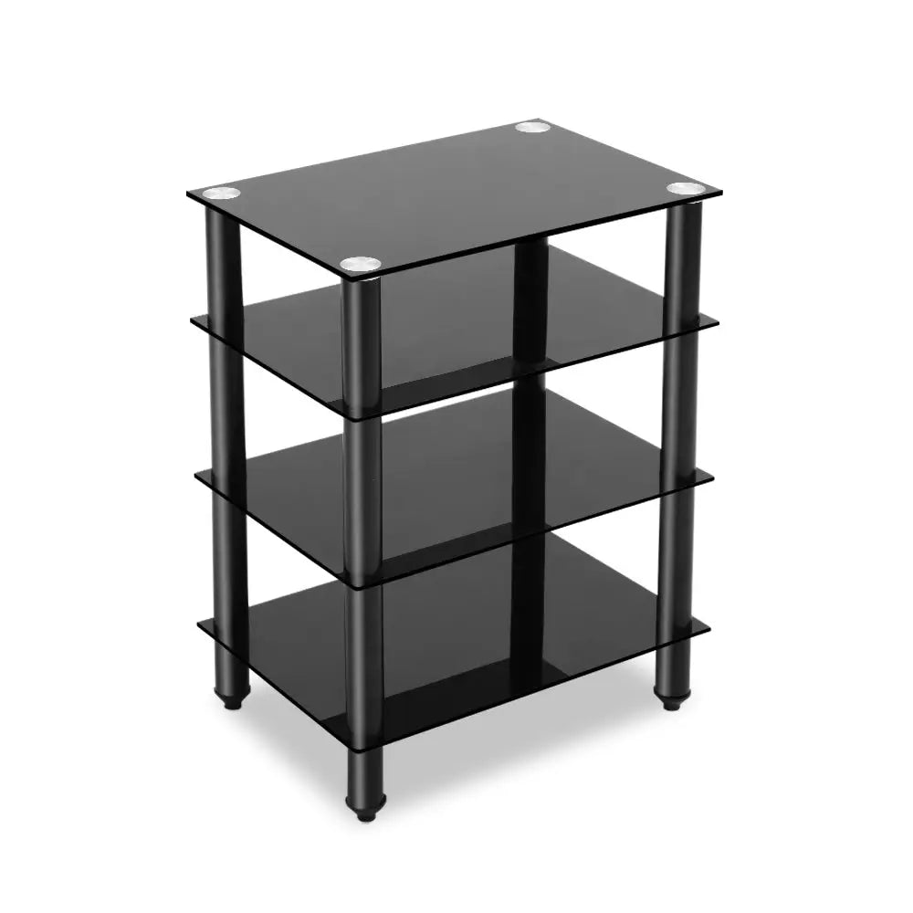 Artiss TV Stand 4 Tiers Storage Shelf Rack Tempered Glass Entertainment Unit - Audio & Video > TV Accessories