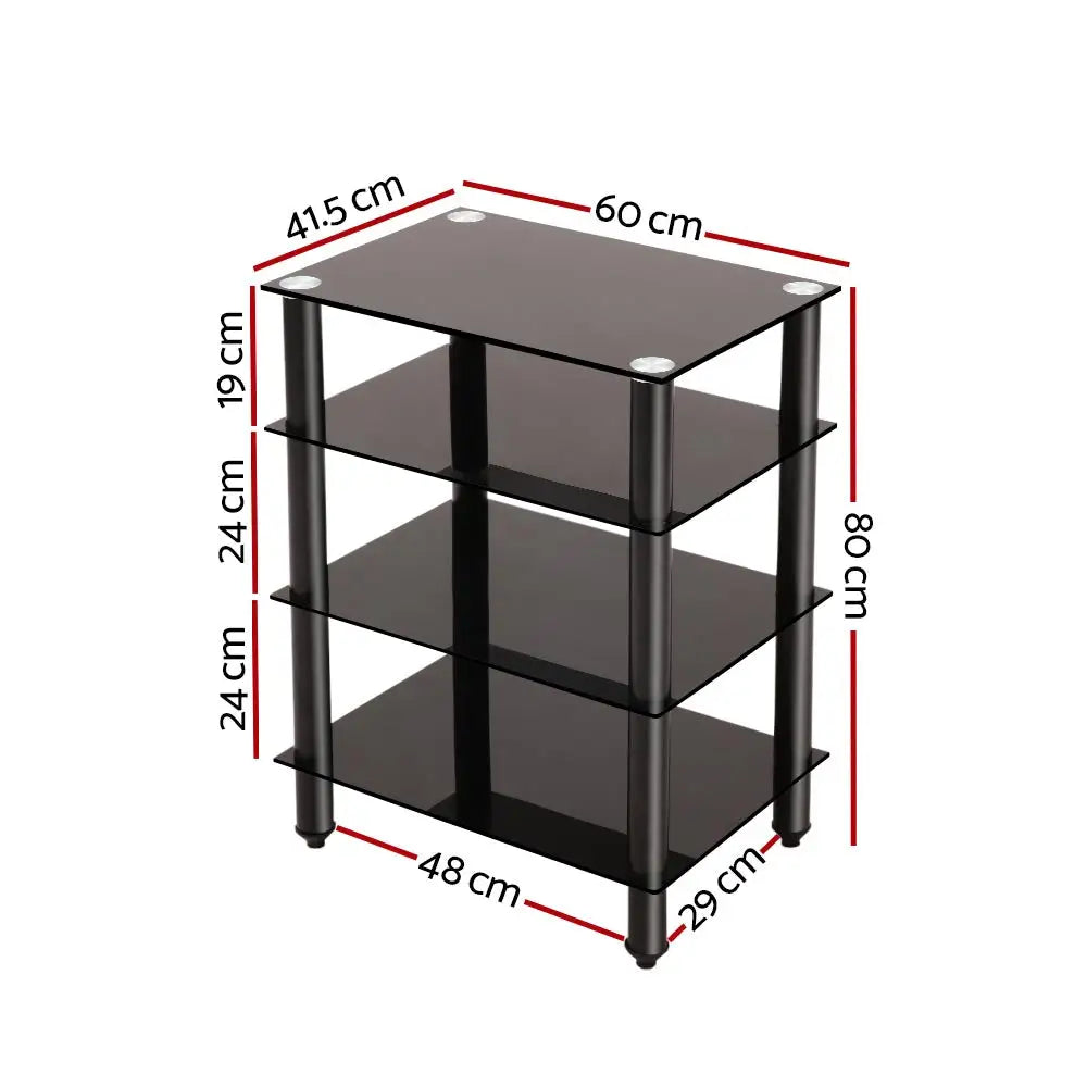 Artiss TV Stand 4 Tiers Storage Shelf Rack Tempered Glass Entertainment Unit - Audio & Video > TV Accessories