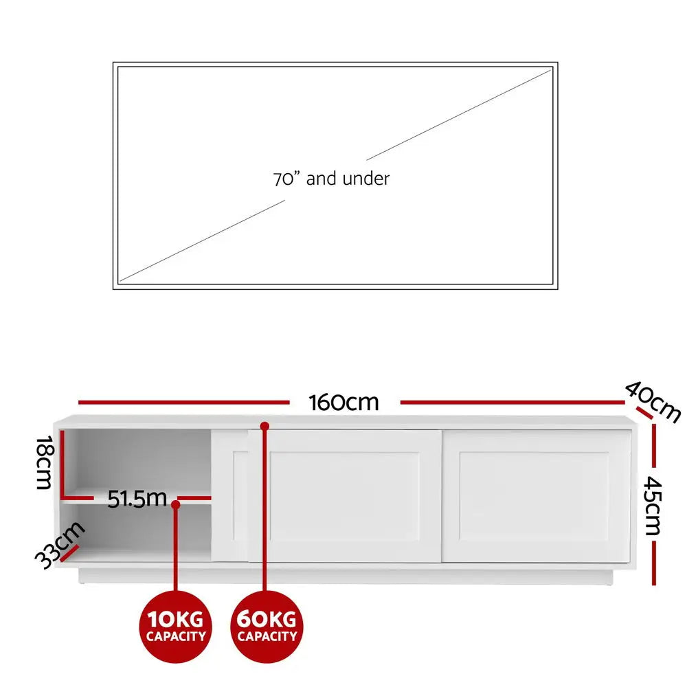 Artiss TV Unit Entertainment Unit Storage Cabinet 160cm White - Furniture > Living Room > TV Units