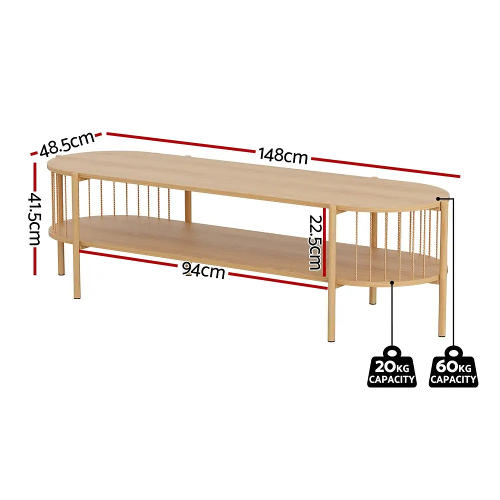 Artiss TV Unit Entertainment Unit Storage Shelf 148cm Pine - Furniture > Living Room > TV Units