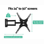 Artiss TV Wall Mount Bracket for 24’’-50’’ LED LCD TVs Full Motion Strong Arms - Audio & Video > TV Accessories