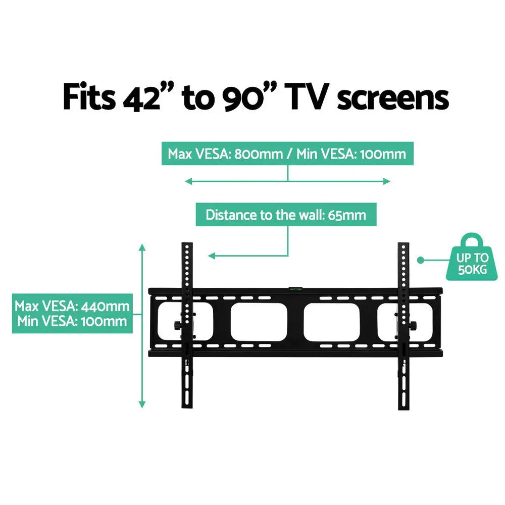 Artiss TV Wall Mount Bracket for 42’’-90’’ LED LCD TVs Tilt Slim Flat Low Profile - Audio & Video > TV Accessories