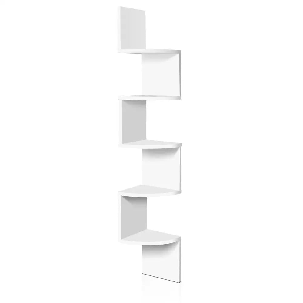 Artiss Wall Shelf Corner Floating 5-Tier White - Furniture > Living Room