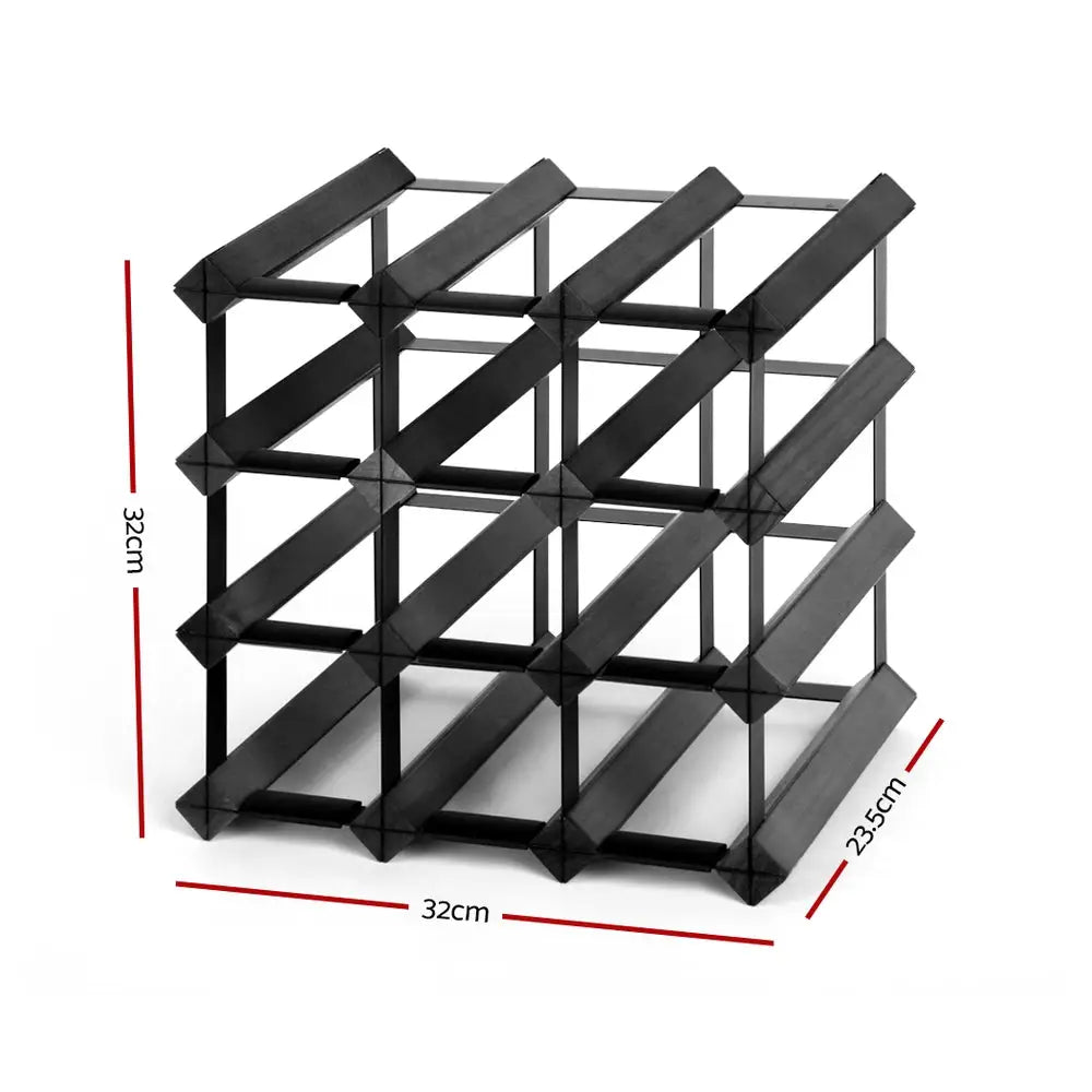 Artiss Wine Rack 12 Bottle Black - Home & Garden > Storage