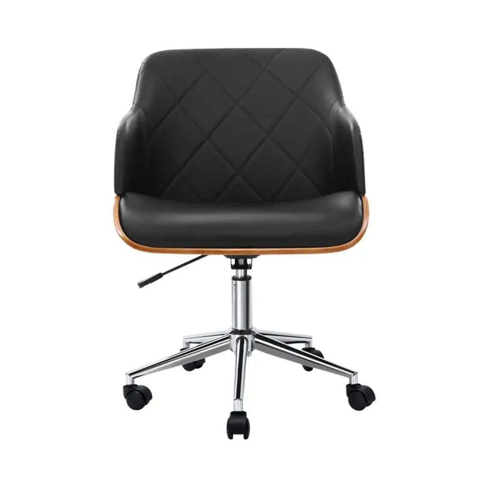 Artiss Wooden Office Chair Fabric Seat Black - Furniture > Office