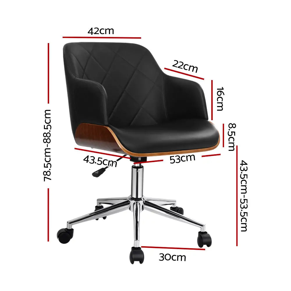 Artiss Wooden Office Chair Fabric Seat Black - Furniture > Office