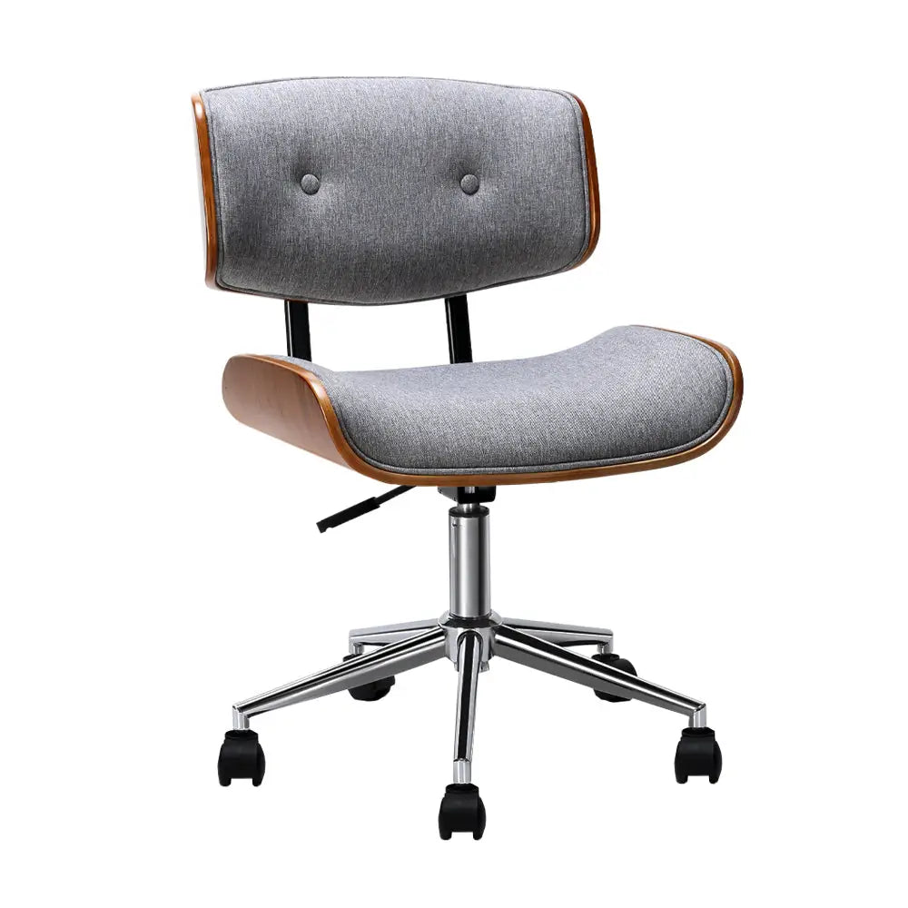 Artiss Wooden Office Chair Fabric Seat Grey - Furniture > Office