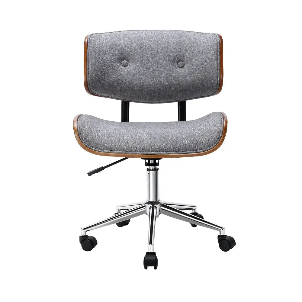 Artiss Wooden Office Chair Fabric Seat Grey - Furniture > Office