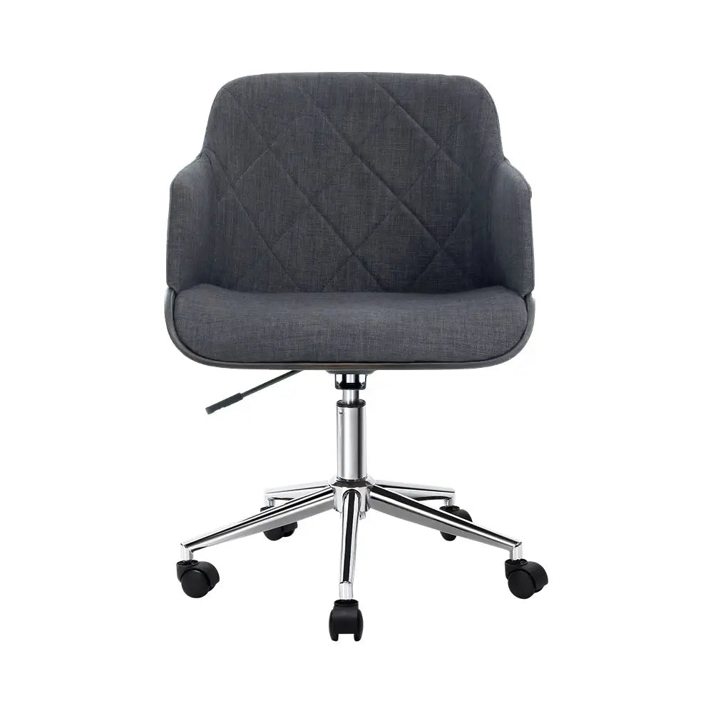 Artiss Wooden Office Chair Fabric Seat Grey - Furniture > Office > Office & Desk Chairs