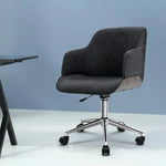 Artiss Wooden Office Chair Fabric Seat Grey - Furniture > Office > Office & Desk Chairs
