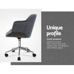 Artiss Wooden Office Chair Fabric Seat Grey - Furniture > Office > Office & Desk Chairs
