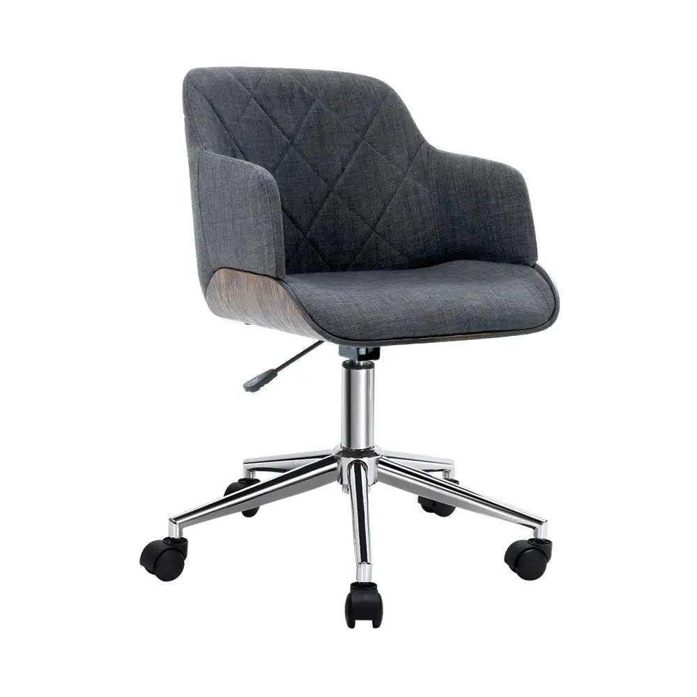 Artiss Wooden Office Chair Fabric Seat Grey - Furniture > Office > Office & Desk Chairs