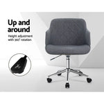 Artiss Wooden Office Chair Fabric Seat Grey - Furniture > Office > Office & Desk Chairs