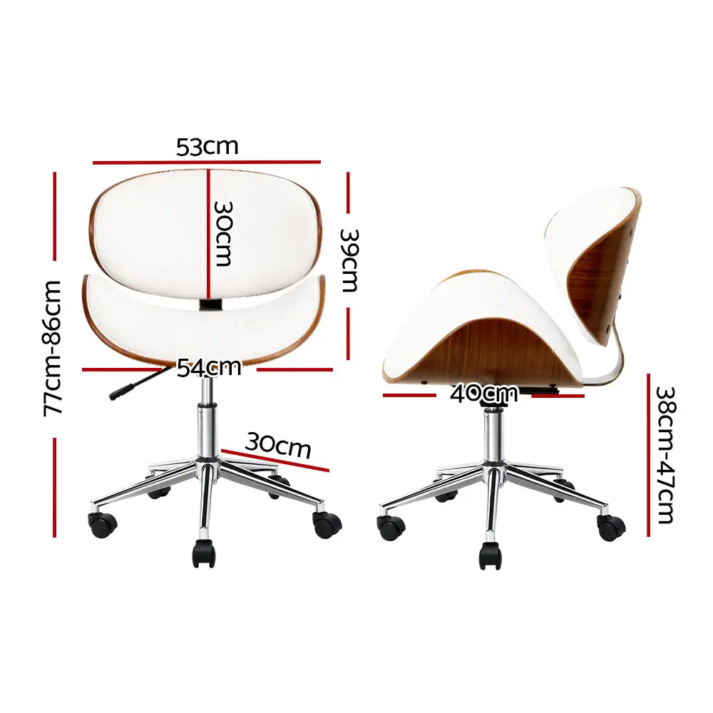 Artiss Wooden Office Chair Leather Seat White - Furniture > Office