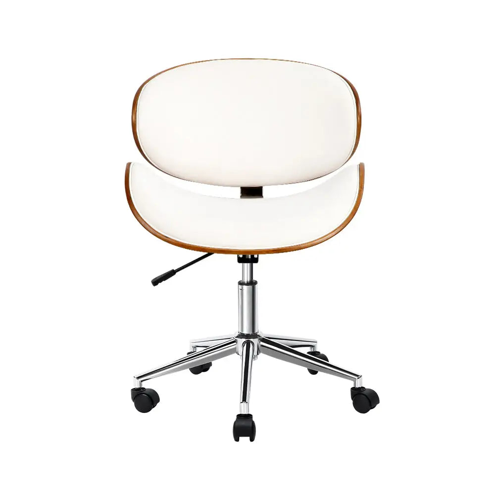 Artiss Wooden Office Chair Leather Seat White - Furniture > Office