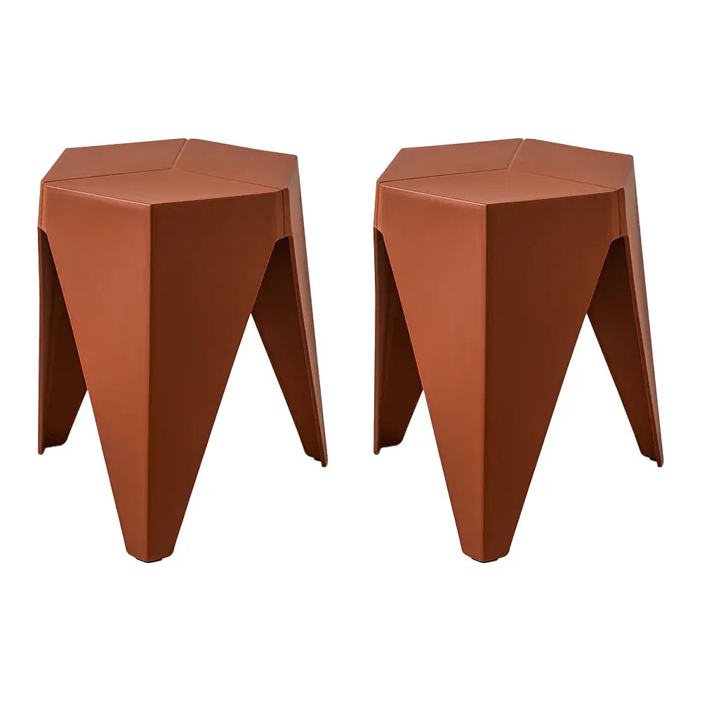 ArtissIn 2x Bar Stools Puzzle Plastic Foot Stool Red - Furniture > Bar Stools & Chairs