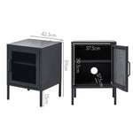 ArtissIn Bedside Table Mesh Door Cabinet - MINI Black - Furniture > Bedroom