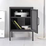 ArtissIn Bedside Table Mesh Door Cabinet - MINI Black - Furniture > Bedroom