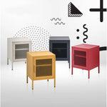 ArtissIn Bedside Table Mesh Door Cabinet - MINI Black - Furniture > Bedroom