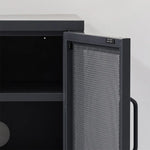 ArtissIn Bedside Table Mesh Door Cabinet - MINI Black - Furniture > Bedroom