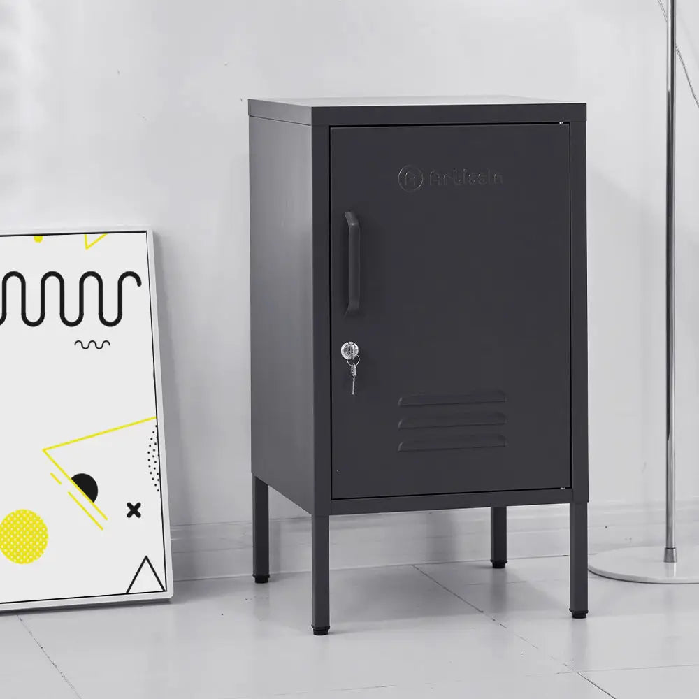 ArtissIn Bedside Table Metal Cabinet - MINI Black - Furniture > Bedroom