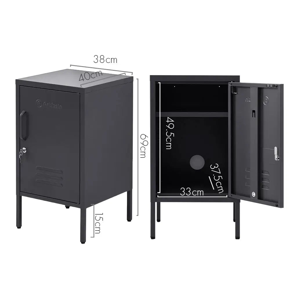 ArtissIn Bedside Table Metal Cabinet - MINI Black - Furniture > Bedroom