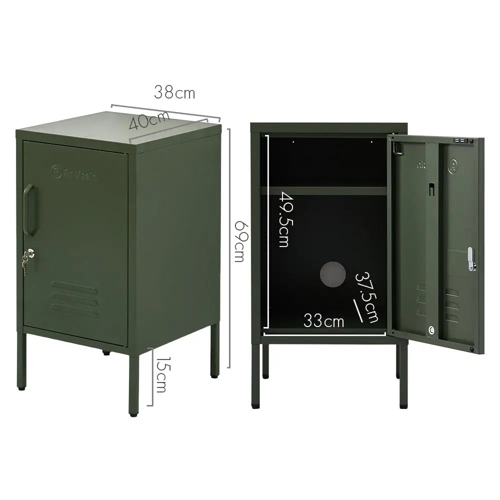 ArtissIn Bedside Table Metal Cabinet - MINI Green - Furniture > Bedroom